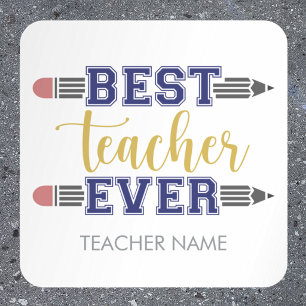 Sticker Carré Cadeau personnalisé Meilleur Enseignant - Cadeau p