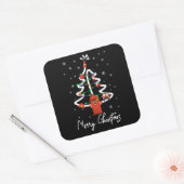 Sticker Carré Cadeau pompier | Joyeux pompier de Noël (Enveloppe)