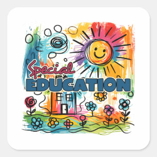Sticker Carré Cadeau pour enseignant Éducation spécialisée