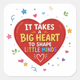 Sticker Carré Cadeau pour Enseignant Forme de Coeur Géant Petits