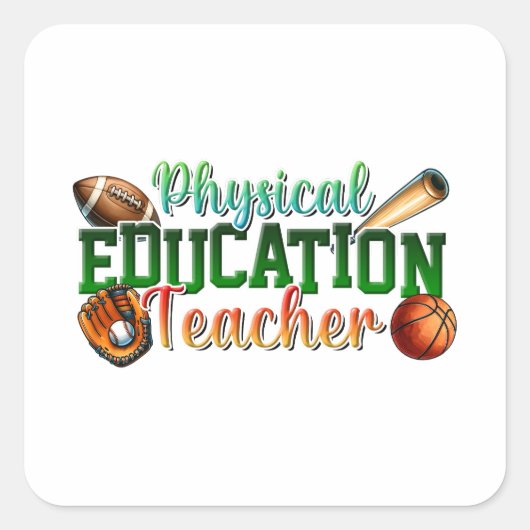 Sticker Carré Cadeau pour enseignant | Professeur d'éducation ph (Devant)