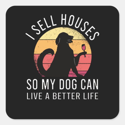 Sticker Carré Cadeau Realtor pour Amoureux des chiens (Devant)