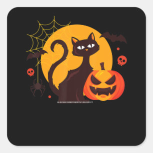 Sticker Carré Cadeau Spider   Halloween Black Cat Spider Citroui