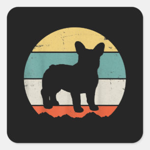 Sticker Carré Cadeau vintage Retro Bulldog pour chien papa chien