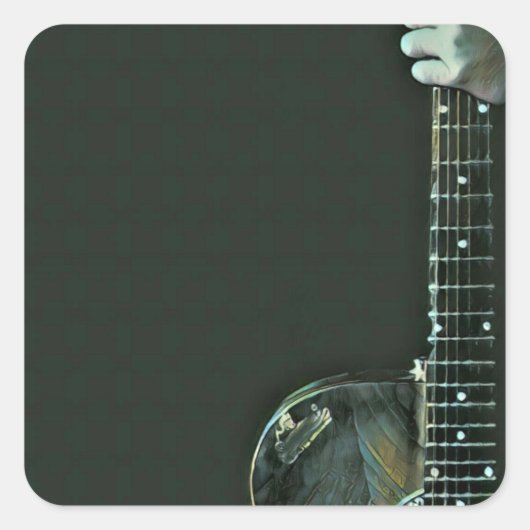 Sticker Carré Cadeaux de basse guitariste (Devant)