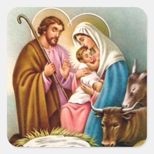 Sticker Carré Cadeaux de crèches pour Noël (Devant)