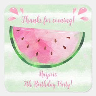 Sticker Carré Cadeaux de fête d'anniversaire à thème pastèque mi
