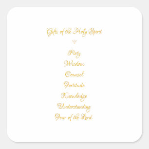 Sticker Carré Cadeaux de l'Esprit Saint en 3D Look Script doré