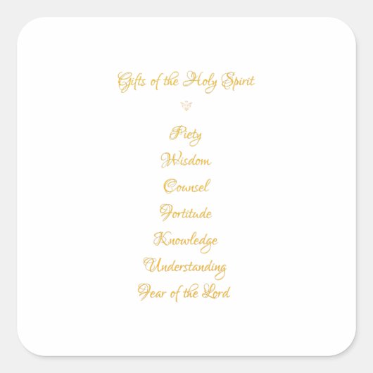 Sticker Carré Cadeaux de l'Esprit Saint en 3D Look Script doré (Devant)