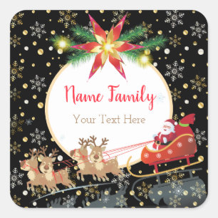 Sticker Carré Cadeaux de Père Noël de Noël de vacances d'hive