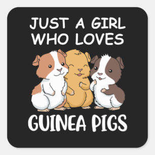 Sticker Carré Cadeaux de porc mignon Guinée filles Kawaii Guin