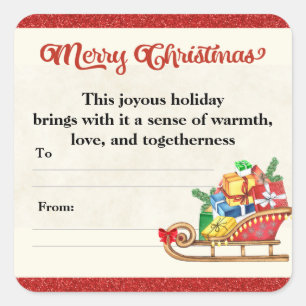 Sticker Carré Cadeaux de vacances de Noël joyeux pour ami et ent