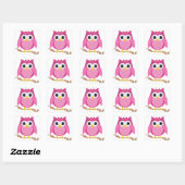Sticker Carré Cadeaux design de Chouette rose (Feuille)