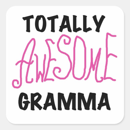 Sticker Carré Cadeaux Gramma Rose entièrement génial (Devant)