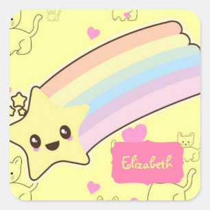 Sticker Carré Cadeaux mignons nommés pour les chats-filles