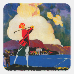 Sticker Carré CadenabbiaTremezzo Poster Vintage Europe