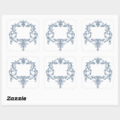 Sticker Carré Cadre Baroque Bleu Poussiéreux (Feuille)