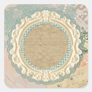 Sticker Carré Cadre Boutique Vintage Paris Shabby Chic Français