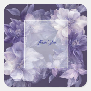 Sticker Carré Cadre carré à aquarelle monochrome florale violett