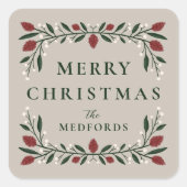Sticker Carré Cadre classique élégant Noël personnalisé (Devant)