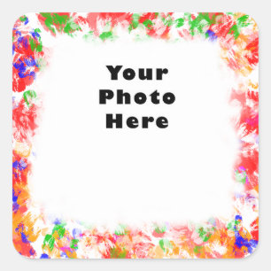 Sticker Carré Cadre couleur fleur funky