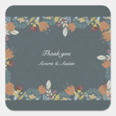 Sticker Carré Cadre d'art populaire en bleu Brown (Devant)