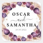 Sticker Carré Cadre de beauté Pampas moderne et figues violettes (Devant)