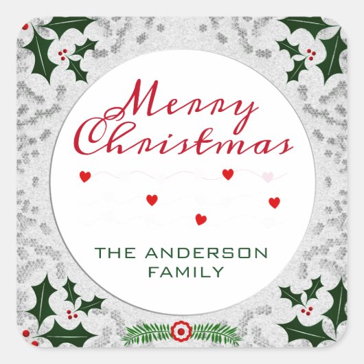 Sticker Carré Cadre de Noël (Devant)