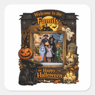 Sticker Carré Cadre de photo de famille personnalisé pour Hallow