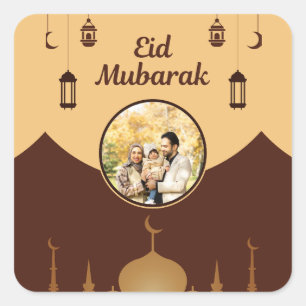 Sticker Carré Cadre de photo Eid Mubarak Mosquée Skyline Art