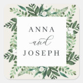 Sticker Carré Cadre de serre | Mariage botanique aquarelle (Devant)