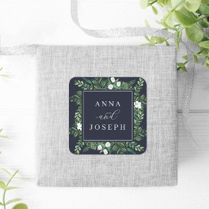 Sticker Carré Cadre de serre   Mariage botanique aquarelle