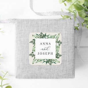 Sticker Carré Cadre de serre   Mariage botanique aquarelle