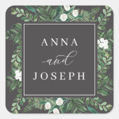 Sticker Carré Cadre de serre | Mariage botanique aquarelle (Devant)