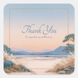 Sticker Carré Cadre doré sur lever de soleil de paysage asiatiqu