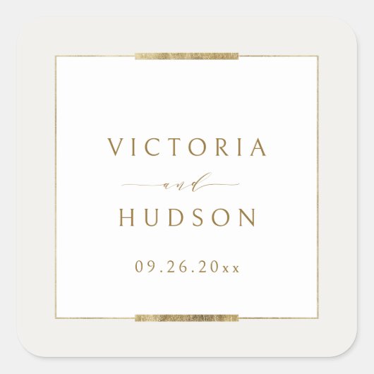 Sticker Carré Cadre Elégance Simple Moderne Classique Mariage (Devant)