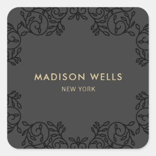 Sticker Carré Cadre élégant et noir orné
