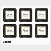 Sticker Carré Cadre en marbre noir moderne doré faux (Feuille)