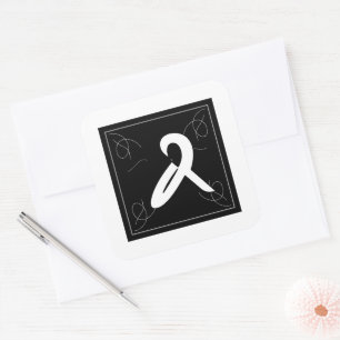 Sticker Carré Cadre et monogramme Flourish Esperluette sur fond