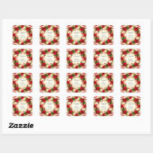 Sticker Carré Cadre floral avec roses rouges (Feuille)