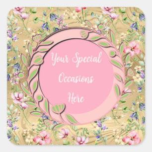 Sticker Carré Cadre Floral Élégant : pour Chaque Occasion