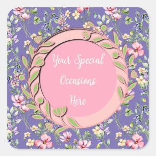 Sticker Carré Cadre Floral Élégant : pour Chaque Occasion