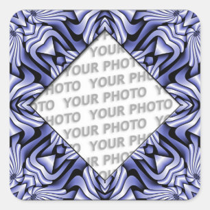 Sticker Carré Cadre KaleidoscopeART - bleu + votre photo