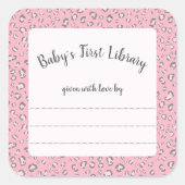 Sticker Carré Cadre léopard rose gris 2 bibliothèque (Devant)