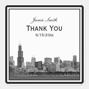 Sticker Carré Cadré Merci de la vue panoramique de Chicago gravé