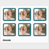 Sticker Carré Cadre photo avec bordure sarcelle foncée (Feuille)