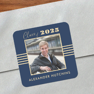 Sticker Carré Cadre photo Gold Marine 2025 Diplômé