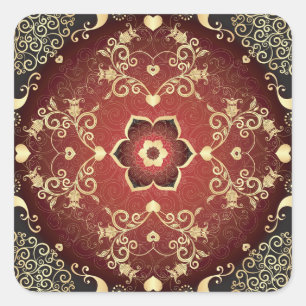 Sticker Carré Cadre rond Valentine violet or