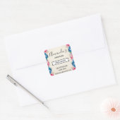 Sticker Carré Cadre rose et bleu Fleur Fancy Business (Enveloppe)