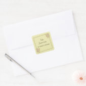 Sticker Carré Cadre rose - Mariage jaune céleste Monogramme (Enveloppe)